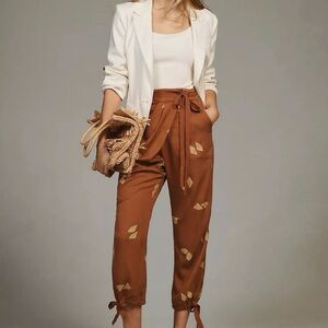 Pilcro Anthropologie Lyocell Cropped Tie Front Pants 26 Lightweight Spring NWT